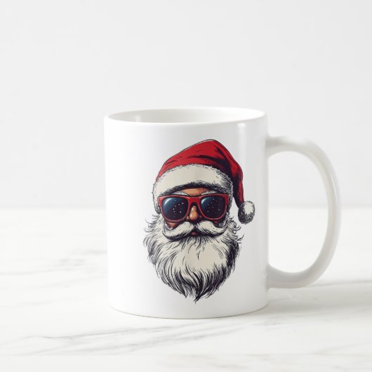 Cool Santa Claus Face Retro Sungles Christmas Men  Koffiemok (Rechts)