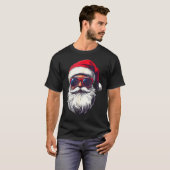 Cool Santa Claus Face Retro Sungles Christmas Men  T-shirt (Voorkant volledig)