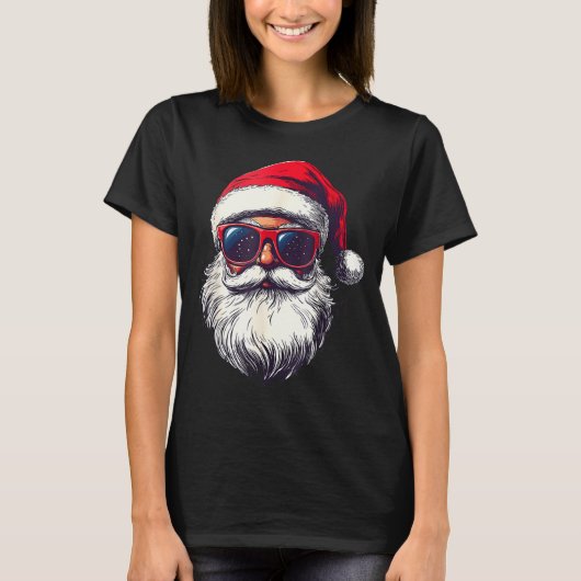 Cool Santa Claus Face Retro Sungles Christmas Men  T-shirt (Voorkant)