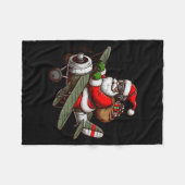 Cool Santa Claus Flying Airplane Pajama Christmas Fleece Deken (Voorkant (Horizontaal))