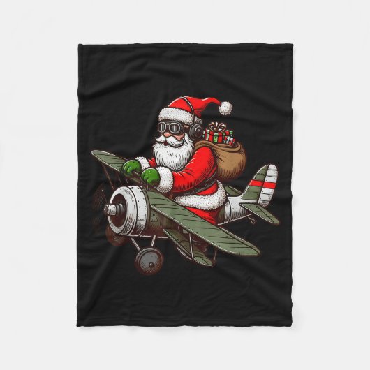 Cool Santa Claus Flying Airplane Pajama Christmas Fleece Deken (Voorkant)
