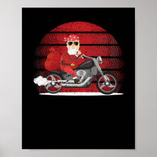 Cool Santa Claus Funny Kerstmis Riding Poster