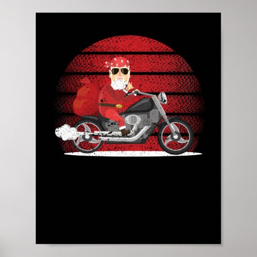 Cool Santa Claus Funny Kerstmis Riding Poster (Voorkant)