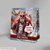 Cool Santa Claus Gift Bag Custom Name Keepsake Medium Cadeauzakje