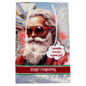 Cool Santa Claus Gift Bag Large Christmas Accent Medium Cadeauzakje (Voorkant)