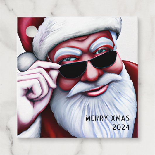 Cool Santa Claus in zonnebrillen van Kerstmis Bedankjes Labels (Voorkant)