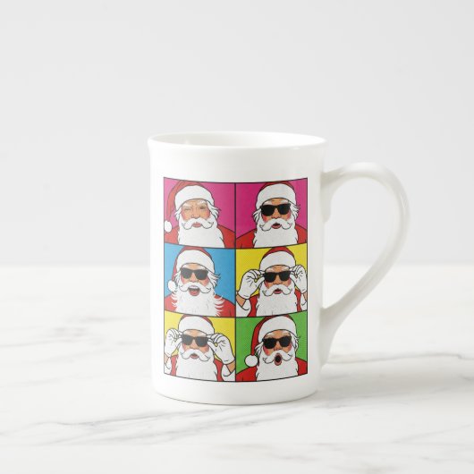 Cool Santa Claus Pop Art with Sunglasses - Retro C Porselein Kop (Rechts)