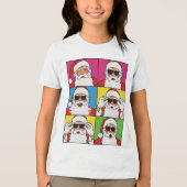 Cool Santa Claus Pop Art with Sunglasses - Retro C Tri-Blend Shirt (Voorkant)