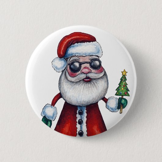 Cool Santa Claus Ronde Button 5,7 Cm (Voorkant)