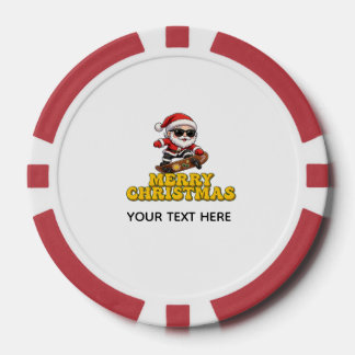 Cool Santa Claus Skateboarden Prettig Kerstfeest Poker Chips