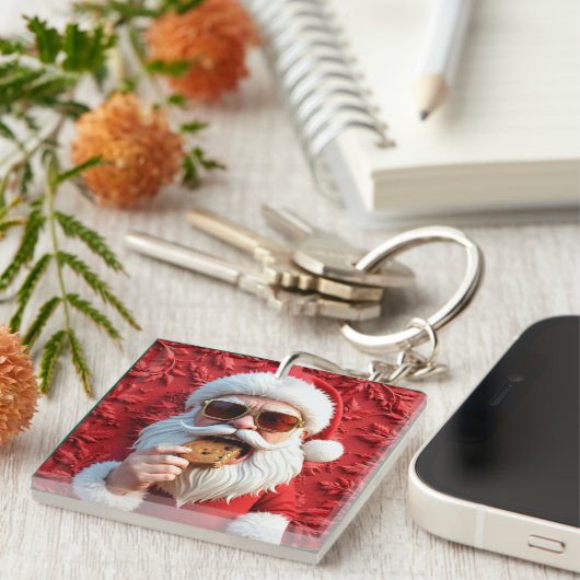 Cool Santa Claus Sleutelhanger (Voorkant Rechts)