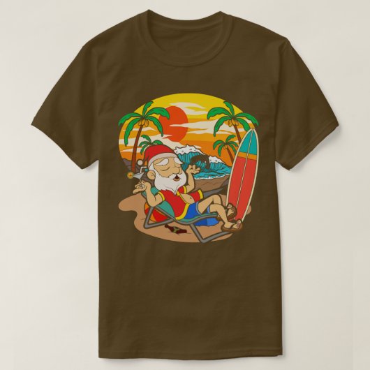 Cool Santa Claus Sunset Tropical Hawaiian Xmas Chr T-shirt (Design voorkant)