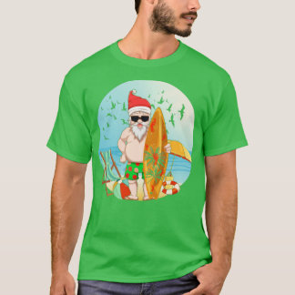Cool Santa Claus Surfer Hawaiian Summer Tropical C T-shirt