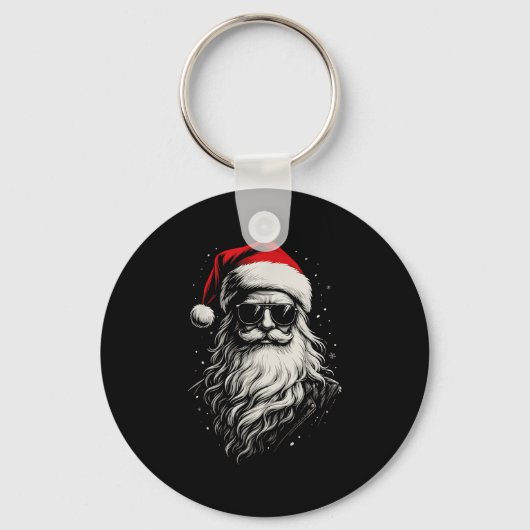 Cool Santa Clause Kerst Grappige Kerstman Zonnestr Sleutelhanger (Voorkant)