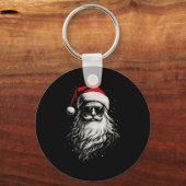 Cool Santa Clause Kerst Grappige Kerstman Zonnestr Sleutelhanger (Voorkant)