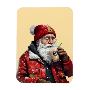 Cool Santa Drink Iced Coffee Christmas Art Magneet