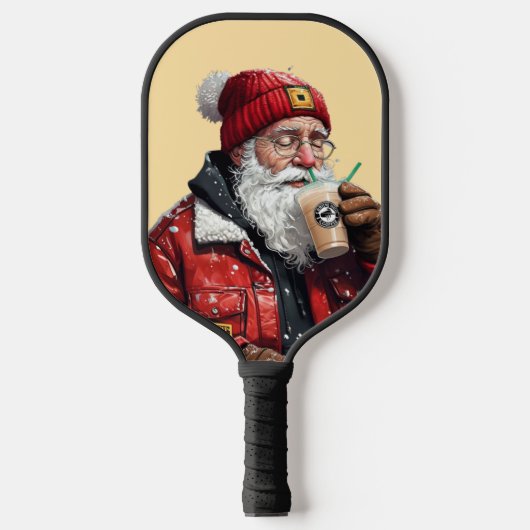 Cool Santa Drink Iced Coffee Christmas Art Pickleball Paddle (Voorkant)