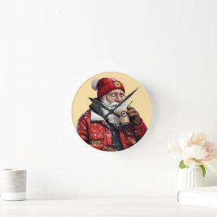 Cool Santa Drink Iced Coffee Christmas Art Ronde Klok