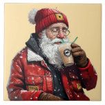 Cool Santa Drink Iced Coffee Christmas Art Tegeltje<br><div class="desc">Cool Santa Drink Iced Coffee Christmas Art</div>