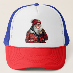 Cool Santa Drink Iced Coffee Christmas Art Trucker Pet