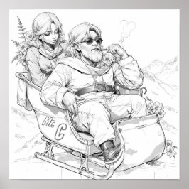 Cool Santa en Elf Poster