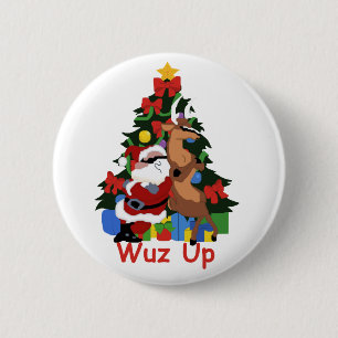 Cool Santa en rendier Button