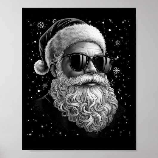 Cool Santa Face Baard & versterker; Gles Christmas Poster (Voorkant)