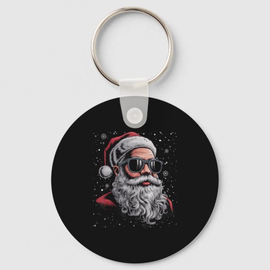 Cool Santa Face Beard & Gles Christmas Funny M Sleutelhanger (Voorkant)