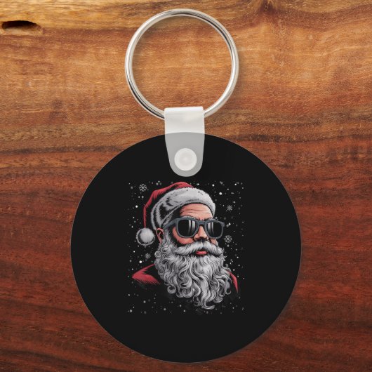 Cool Santa Face Beard & Gles Christmas Funny M Sleutelhanger (Voorkant)