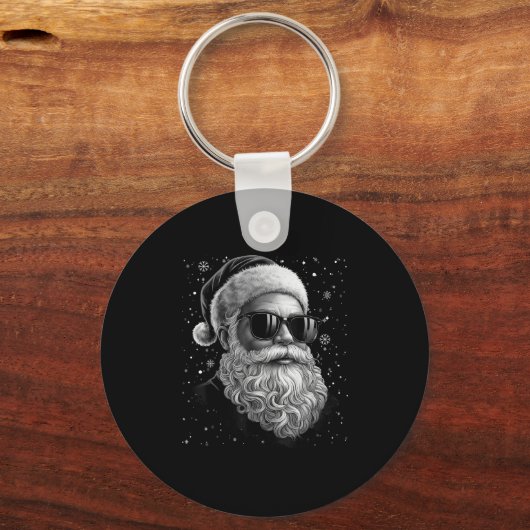 Cool Santa Face Beard & Gles Christmas Funny M Sleutelhanger (Voorkant)