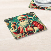 Cool Santa Grappig Kerstfeest Kartonnen Onderzetters (Schuin)