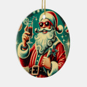 Cool Santa Grappig Kerstfeest Keramisch Ornament (Rechts)