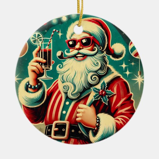 Cool Santa Grappig Kerstfeest Keramisch Ornament (Voorkant)