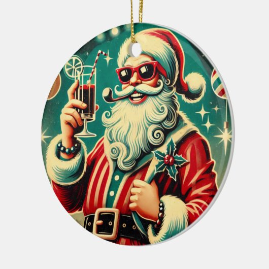 Cool Santa Grappig Kerstfeest Keramisch Ornament (Links)