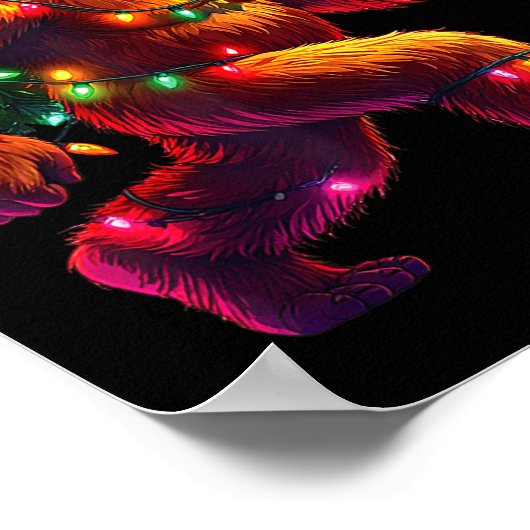 Cool Santa Hat Bigfoot Christmas Lights Festive Ho Poster (Hoek)