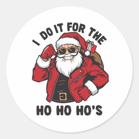Cool Santa I Do It For The Ho Ho Hos  Ronde Sticker (Voorkant)