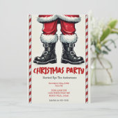 Cool Santa in Black Boots Kerstfeest Kaart (Staand voorkant)