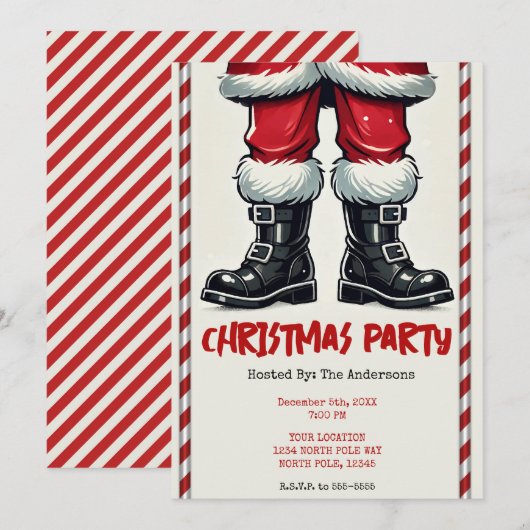 Cool Santa in Black Boots Kerstfeest Kaart (Voorkant / Achterkant)