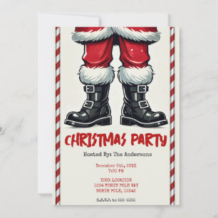 Cool Santa in Black Boots Kerstfeest Kaart