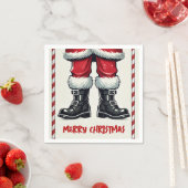 Cool Santa in Black Boots Kerstfeest Servet (Insitu)
