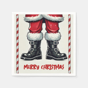 Cool Santa in Black Boots Kerstfeest Servet