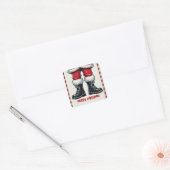 Cool Santa in Black Boots Kerstfeest Vierkante Sticker (Envelop)