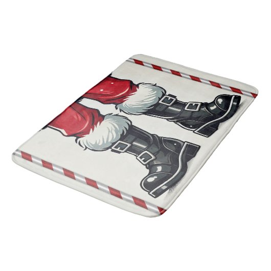 Cool Santa in Black Boots Kerstvakantie Badmat (Gekanteld)