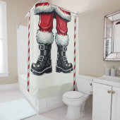 Cool Santa in Black Boots Kerstvakantie Douchegordijn (In situ)