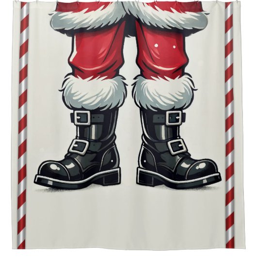 Cool Santa in Black Boots Kerstvakantie Douchegordijn (Voorkant)