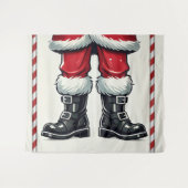 Cool Santa in Black Boots Kerstvakantie Wandkleed (Voorkant (horizontaal))