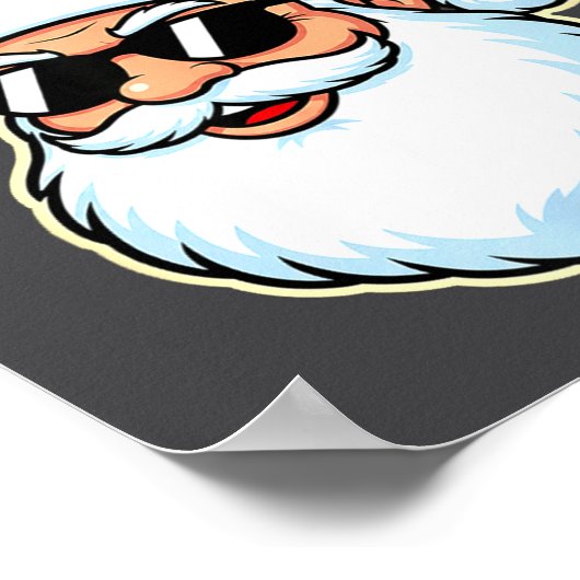 Cool Santa In Black Hat Sungles Graphic 2  Poster (Hoek)