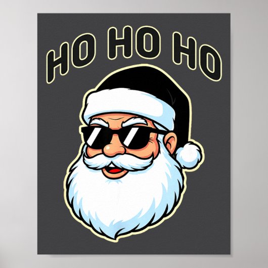 Cool Santa In Black Hat Sungles Graphic 2  Poster (Voorkant)