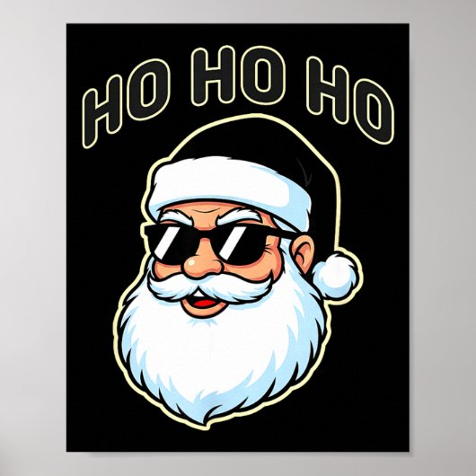 Cool Santa In Black Hat Sungles Graphic 2 Poster (Voorkant)
