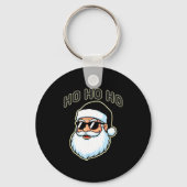 Cool Santa In Black Hat Sungles Graphic 2  Sleutelhanger (Voorkant)